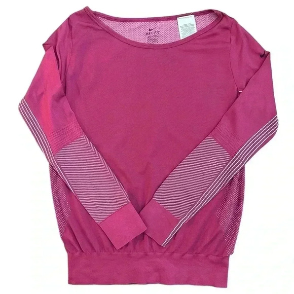 Nike Dri Fit Shirt Womens Medium Seamless Stay Cool Running Athleisure Comfort - Picture 2 of 6
